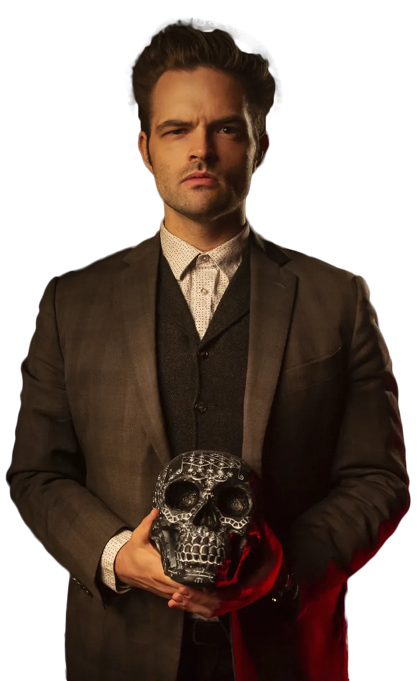 Kent Axell, Las Vegas mentalist and psychological illusionist, holding an ornate silver skull